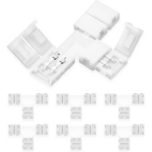 Chenquansarl-Connecteur Ruban Led,Lot De 6 Connecteurs En Forme De T,Led Connecteur Rapides De Bande À 2 Broches Pour Strip Led Smd 3528/2835 Rgb Imperméable, Non-Imperméable De 8mm De Large,Soudage - Neuf