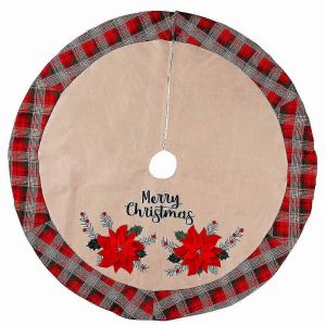 Jupe de sapin de No&euml;l en tissu &eacute;cossais de 106 cm, ornement de bas de sapin - Neuf