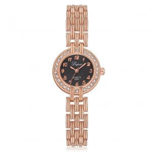 Lvpai Femmes Frais Casual Quartz Analogique Montre Cadran Rond Bracelet Montre-Bracelet (Or Rose + Noir) - Neuf