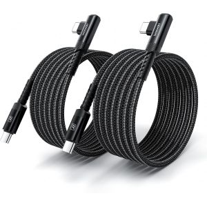 Cable USB C [2M+2M] USB C vers USBC Coud&eacute; 60W, C&acirc;ble Type C Charge Rapid Tress&eacute; en Nylon Durable Compatible avec iPhone 17/16/15 Pro Max MacBook Pro iPad Galaxy S23/S22, Noir - Neuf