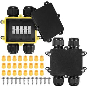 2 Pi&egrave;ces Bo&icirc;te de Jonction &eacute;tanche IP68, Boite de Derivation Etanche Exterieur, Bo&icirc;tier de Connecteur de C&acirc;ble 4 Voies Connexions pour C&acirc;ble &Oslash;5mm-14mm - Neuf