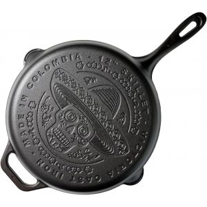 Subzonal-Po&ecirc;le En Fonte Naturelle Assaisonn&eacute;e 30cm Day Of The Dead La Calaca, Pour Barbecue, Four, Plaque Induction, Gaz, Cast Iron Skillet Cured Sans Toxicit&eacute;, Sans Pfoa - Neuf