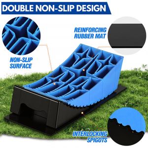 Lot de 2 Cales de roue rondes 32 x 15.2 x 11cm Capacit&eacute; 13.5 t avec Niveau &agrave; bulle en T ,carr&eacute; forme - Neuf