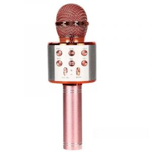 Microphone Karaok&eacute; 5 En 1,Haut-Parleur Portable Sans Fil Pour Chant,F&ecirc;te D'Anniversaire.Rose Gold. - Neuf