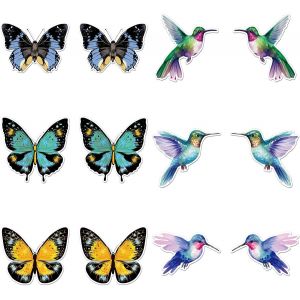 KAL-Pcs Butterfly Magnets Stickers Et 6 Autocollants Magn&eacute;tiques En Forme De Colibri, Papillon Aimants Autocollants &Eacute;cran Porte &Eacute;conomiseur Aimants Pour R&eacute;frig&eacute;rateur Fen&ecirc;tre &Eacute;cran Patio - Neuf