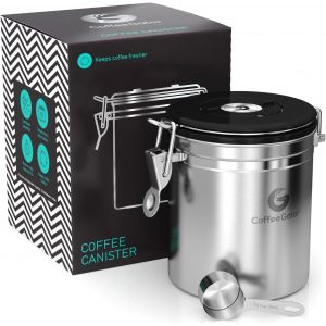 Boîte À Café Hermétique-Boite Étanche Pour La Conservation Du Cafe Et De Toutes Ses Saveurs,Acier Inoxydable-Avec Cadran Dateur Et Cuillère Doseuse Offerte.[M89] - Neuf