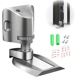 LETNERNY-Butée De Porte Réglable, Butée De Porte Magnétique Invisible En Métal Robuste Montée Au Sol Avec Ruban Adhésif Double Face 3M Et Vis Pour Différents Types De Portes, Fixation Au Sol (Arg - Neuf