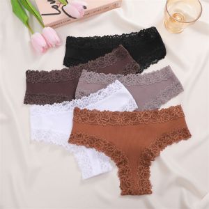Culottes En Coton Pour Femmes,5 Pièces/Ensemble,Dentelle Florale Indispensunderwear Chimpatchwork Dentelle Slips Femme Doux Caleçon Lingerie S-Xl - Neuf
