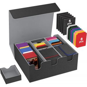 Chenquansarl-Boîte De Rangement Pour Cartes À Collectionner, Étui De Jeu De Cartes Magnétique Pour 2200+ Cartes Nues&1100+ Cartes À Double Pochette, Pour Tcg, Mtg, Yugioh, 8 Séparateurs+5 Tampons, No - Neuf
