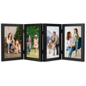 CMWX-Cadre photo multiple de table : cadres photo multiples 10 x 15 cm pour 4 photos pliantes Cadre photo de table pour bureau, famille, bureau, cadeau et décoration - Neuf