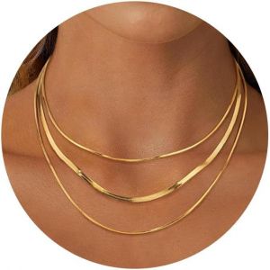 Collier Tour De Cou Femme Plaqu&eacute; Or 18k Acier Inoxydable Dor&eacute; Serpent Ras De Cou - Neuf