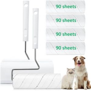 MEVRONISSHOP-360 Feuilles Rouleau Poils Animaux, 16CM Zone &Eacute;tendue du Rouleau Anti Peluche, 4 Rouleaux, 90 Feuilles par Rouleau, Rouleau Poils Animaux pour Poils D&iquest;Animaux, V&ecirc;tements, Canap&eacute;s, Tapis - Neuf