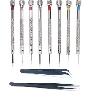 Kal-Lot De 10 Tournevis De Précision Pour Réparation De Lunettes, Tournevis De Réparation De Montres 0,6/0,8/1,0/1,2/1,4/1,6 Mm, Micro Tournevis Pour Montres Lunettes Bijoux - Neuf