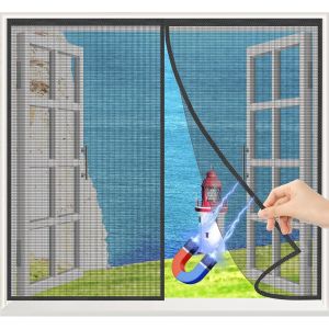 Moustiquaire Magnétique Fenetre,100x130cm Moustiquaire Fenêtre Aimantée à Mailles Précises,Moustiquaire Fenetre sans Perçage,Moustiquaire Fenêtre Aimantée Silencieuse à Fermeture Automatique - Neuf