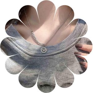 Kal-Smiley Visage Collier Ras Du Cou Argent Sourire Cercle Pendentif Collier Rond Emoji Sourire Collier Dr&ocirc;le Collier Cha&icirc;ne Bijoux Pour Femmes Et Filles Cadeaux - Neuf