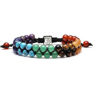 Perle Chakra Bracelet 7 Chakras Guérison Cristaux Bracelet Yoga Pierre Perles Cadeau - Neuf