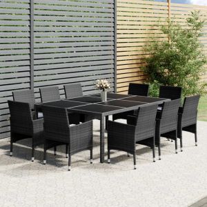 Prolenta Premium - Ensemble &Agrave; Manger De Jardin 11 Pcs R&eacute;sine Tress&eacute;e Gris - Neuf