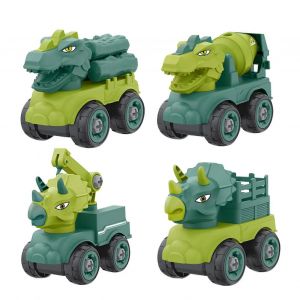 4PCS Dinosaur Vehicle Toy Safe Detachable Dinosaur Engineering Car Toy for Children - Neuf
