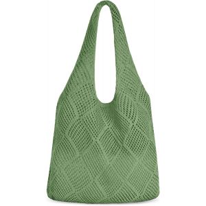 ERSHI-Sac Fourre Tout Femme en Crochet, Sac Fourre-Tout en Crochet pour Femme, Sac à Main Tendance en Tricot, Sac à Bandoulière Po[4 - Neuf
