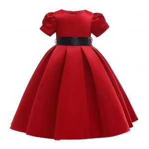 Robe De Princesse Trapeze A Manches Courtes Et Fleurs Pour Bebe Fille, Couleur Unie, Ideale Pour Une Soiree Costumee (120) - Neuf