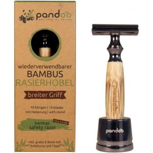 Rasoir Avec Support Et Poignée En Bambou Rasoir Zero Waste Rasoir De Sécurité Rasoir À Eau Safety Pour Hommes Et Femmes Peigne Fermé Sans Plastique 10 Lames - Neuf