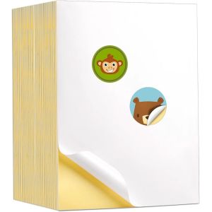 80 Feuilles A4 Papier Autocollant Imprimante Mat,297mmx210mm Autocollante Imprimante Adhesives Papier Autocollant Imprimable Etiquettes Autocollantes A4 Blanc pour Imprimante à Jet d'Encre - Neuf