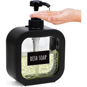 Flacon Pompe Vide,1 Pi&egrave;ce 500ml Distributeur Savon Noir,Distributeur Liquide Vaisselle,Distributeur Savon Salle de Bain,Distributeur Shampoing avec &Eacute;tiquettes - Neuf