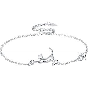 Femme Bracelet Femme Argent Sterling 925 R&eacute;glable Pendentif Animal Bijoux Cadeaux No&euml;l D'anniversaire Pour Femmes Filles Soeurs (17+4 Cm) - Neuf