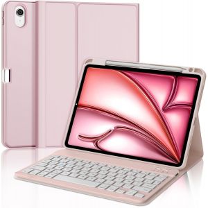 Clavier pour iPad Air 11 (M2/M3) 2025, Coque Clavier pour iPad Air 11 Pouces M2/M3 2024/2025, AZERTY Fran&ccedil;ais Bluetooth Magn&eacute;tique D&eacute;tachable pour Air 11 M2/M3 2024/2025, Rose - Neuf
