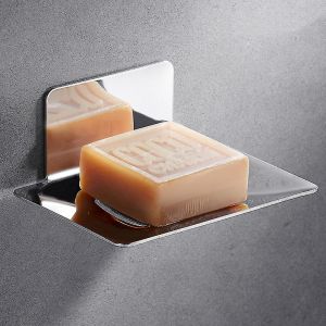 Porte-savon mural, porte-savon de douche auto-adh&eacute;sif et mural en acier inoxydable avec &eacute;conomiseur de savon, porte-savon sans per&ccedil;age - Neuf