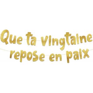 Mevronisshop-Banni&egrave;re Dor&eacute;e &Agrave; Paillettes &laquo; Que Ta Vingtaine Repose En Paix &raquo; &iquest; Banni&egrave;re De F&ecirc;te D'anniversaire 30 Ans &iquest; D&eacute;corations Et Fournitures De F&ecirc;te D'anniversaire - Neuf