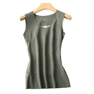 Débardeur Thermique Pour Femme, Sans Manches, Avec Patch En Soie, Gilet Chaud, Sous-Vêtement - Vert - Neuf