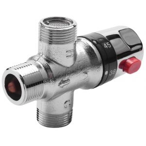 Vanne mitigeuse thermostatique à 3 voies en cuivre massif Vanne de chauffe-eau solaire 3/4 de pouce régulant la température - Neuf