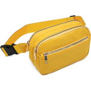 CAUC-Sac Banane Chic - Sacoche Banane Noir Sac Banane Femme Homme Sac Ceinture Chic R&eacute;glable avec 3 Poches pour Randonn&eacute;e Voyages en Plein Air - Neuf