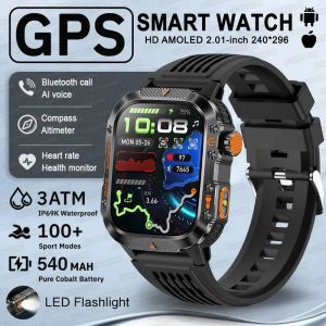 2025 Populaire En Plein Air Gps Sport Montre Intelligente Hommes 2.01 Pouces Amoled Hd Écran 3Atm Boussole Étanche 540 Mah Hd Appel Montre Intelligente.Black.Dual Band Gps - Neuf