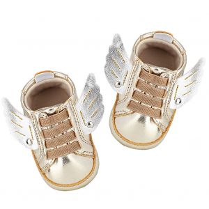 Chaussures Mignonnes En Cuir Pu Souple Pour Bebe, Respirantes, Avec Ailes (Dore, Taille 12) - Neuf