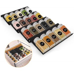 Chenquansarl-Tagère À Épices Pour Tiroirs, Extensible De 30cm À 60cm Rangement Epices Cuisine Tiroir, Organ Ur À Porte Épices, Insert De Tiroir À Épices, 4 Niveaux - Neuf