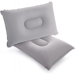 Lot De 2 Coussins Gonflable De Camping Ultralégers Oreillers Pour Les Voyages Les Excursions Coussin De Plage 34x22 Cm,Gris - Neuf