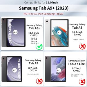 Tianyi-Zenrich Étui Pour Samsung Galaxy Tab A9 Plus 11"" 2023, Protection Robuste Avec Protecteur D'écran, Béquille Rotative À 360°, Dragonne, Porte-Crayon Pour Tablette Samsung A9+, Noir - Neuf