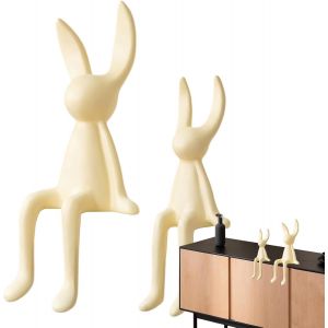 Statue De Lapin De P&acirc;ques - 2 Figurines De Lapin Assis En C&eacute;ramique, D&eacute;coration De Table, Adorable D&eacute;coration De P&acirc;ques Pour Table, Maison, Chambre-Yunong - Neuf