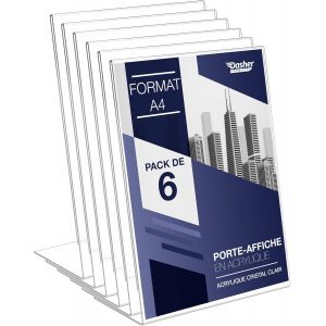 VornixorSarlshopPorte-Document A4 Inclin&eacute; en Acrylique Transparent, Pack de 6. Pr&eacute;sentoir de comptoir, publicit&eacute;, cadre photo, pancartes, brochures, d&eacute;pliants, menus, affichage. Maison, bureau, magas - Neuf