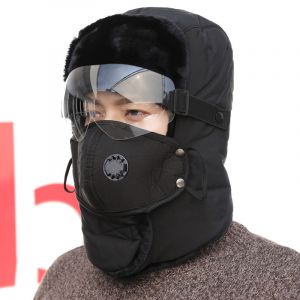 ¿Noir¿Russe Fausse Fourrure D'hiver Imperméable À L'eau Un Bonnet Avec Des Battements D'oreille Des Femmes/Des Hommes - Neuf