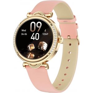 Montre Connect&eacute;e Femme Ronde Avec Appel Bluetooth, Montre Intelligente Avec Fonction F&eacute;minine, Montre Podometre Etanche Ip68 Avec Cardiofrequencemetre Spo2 Sommeil Calories Pour Android Ios - Neuf