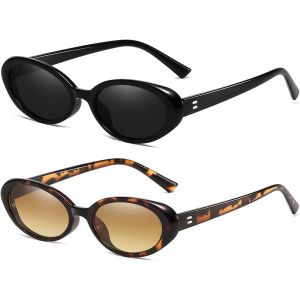 Petite Ovale Lunettes De Soleil Homme Femme, Vintage Lunettes De Soleil Ovale Années 90 Retro Rondes Protection Uv - Neuf