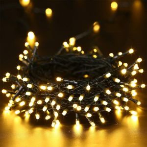 Kal-Noël Décoration Guirlande Lumineuse, 10m 100 Led Lumières De Noël Intérieur À Piles 8 Modes Etanche Guirlande Sapin De Noë Pour Extérieur Jardin Mariage Anniversaire Maison Fête, Blanc Chaud - Neuf