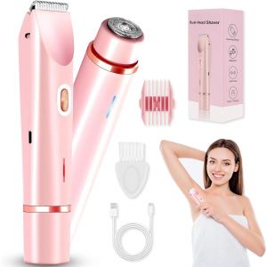 Eryi-Rasoir Électrique 2 En 1 Pour Femme, Rasoir Electrique Femme, 2 En 1 Rasoir Electrique Femme, Rasoir Életctrique Rechargeable Pour Femme, Rechargeable Rasoir Electrique Femme, Pour Corps (Rose) - Neuf