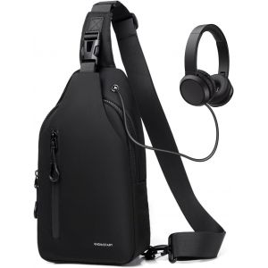 nzqaf-Sac à bandoulière avec trou pour écouteurs, poche poitrine étanche pour homme, plusieurs poches, sac à dos anti-vol, sac à bandoulière multiusage, pour la randonnée, les voyages, l'escalade, - Neuf
