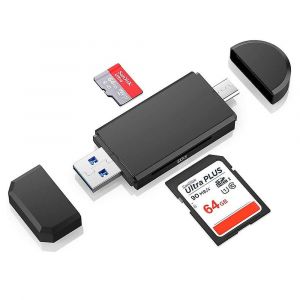 Lecteur de cartes USB 3.0 ultra-rapide pour cartes SD et Micro-SD, compatible avec les p&eacute;riph&eacute;riques USB-A et USB-C - Neuf