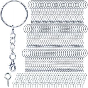 Kal-Lot De 180 Porte-Cl&eacute;s Avec Cha&icirc;ne Et Fermoir Mousqueton (90 Porte-Cl&eacute;s + 90 Broches &Agrave; Visser) - 25 Mm - Pour Cl&eacute;s Diy - Fabrication De Bijoux - Neuf