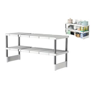 Organisateur Sous &Eacute;vier R&eacute;glable Avec &Eacute;tag&egrave;res Amovibles Et Support M&eacute;tallique - Neuf